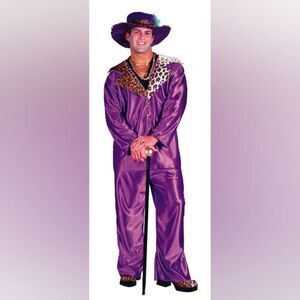 🩵Purple Velvet "Big Daddy" Costume & Hat Adult Standard